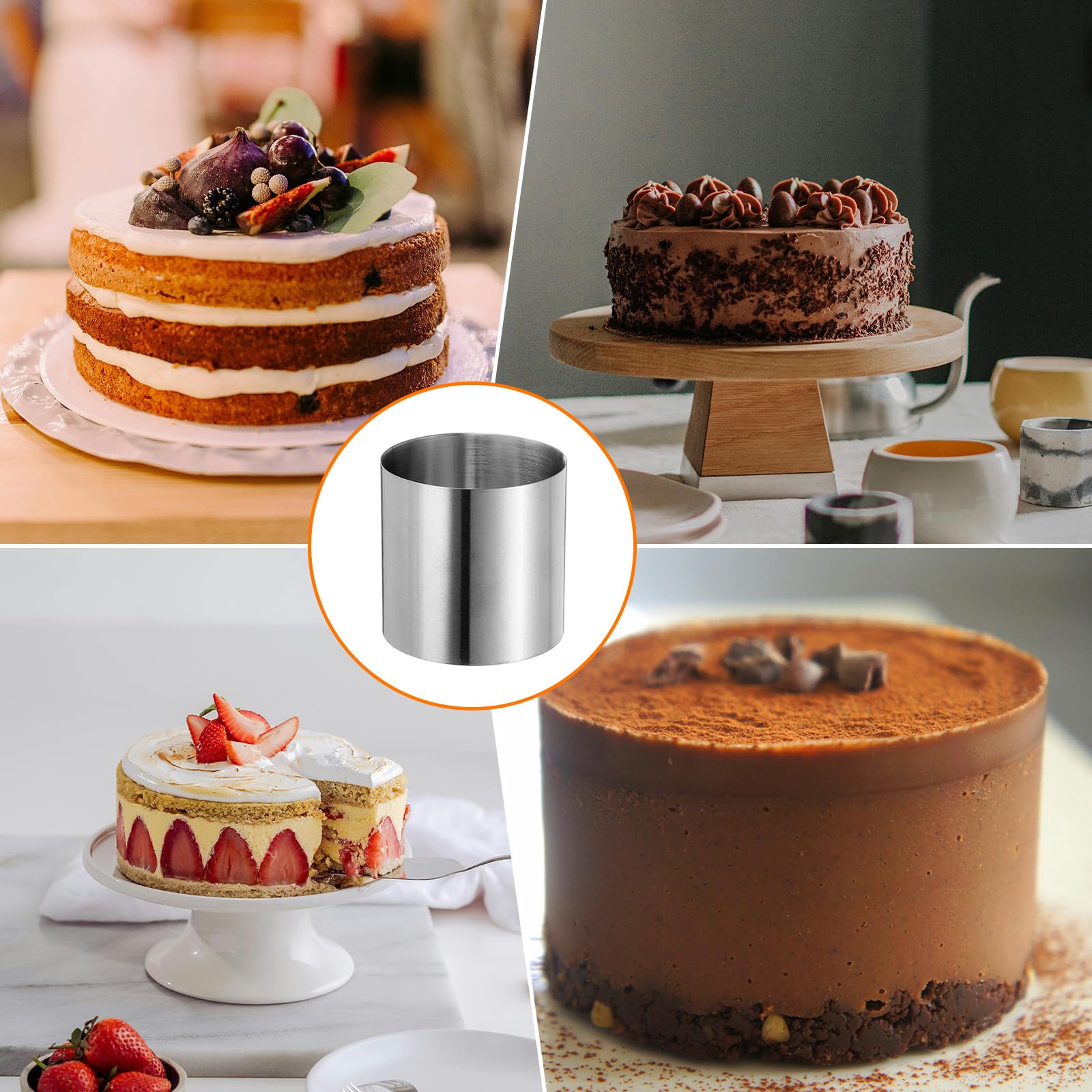 Amazon.com: HARFINGTON 2PCS Round Cake Ring 2 x 2 Inch Seamless